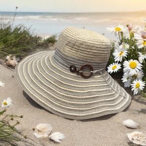 Denver Hayes Elegant Tan and Cream Women's Sun Hat